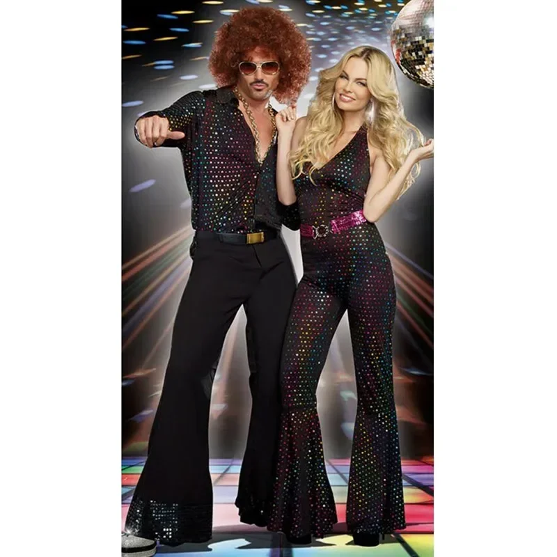 Vintage 70s 80s Adult Men Women Music Festival Retro Disco Clothes Halloween Cosplay Party Hippie Couple Costume Fancy Dress