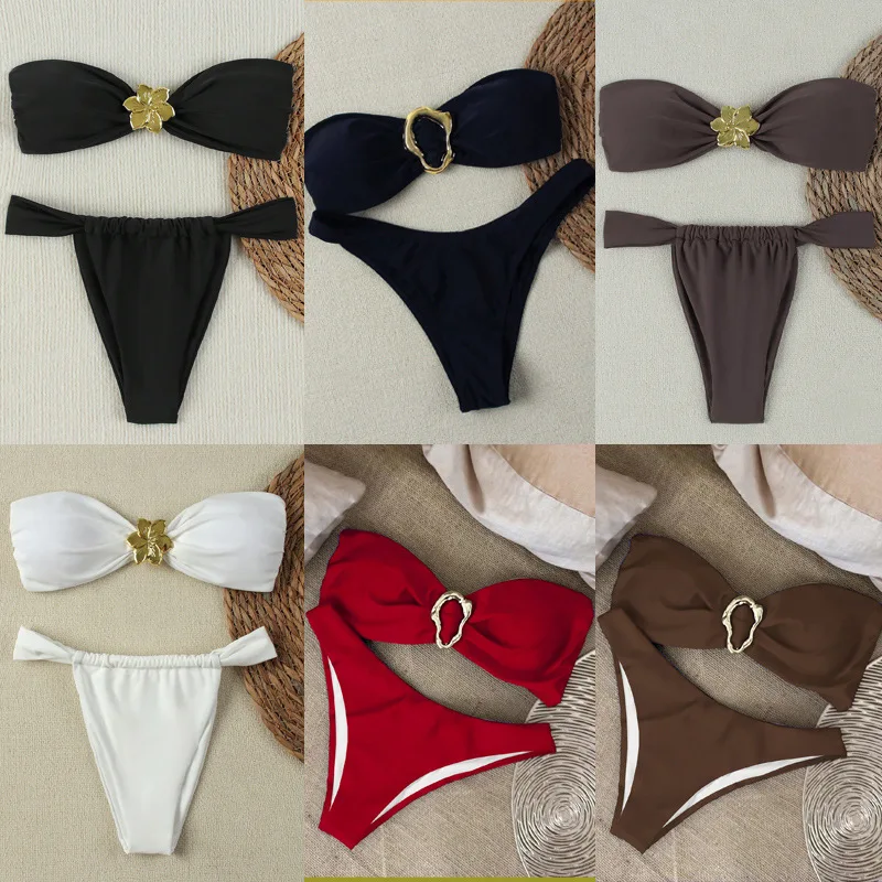 "2026 Sexy Bandeau Push-Up Bikini Set - Brazilian Thong Swimwear for Women"