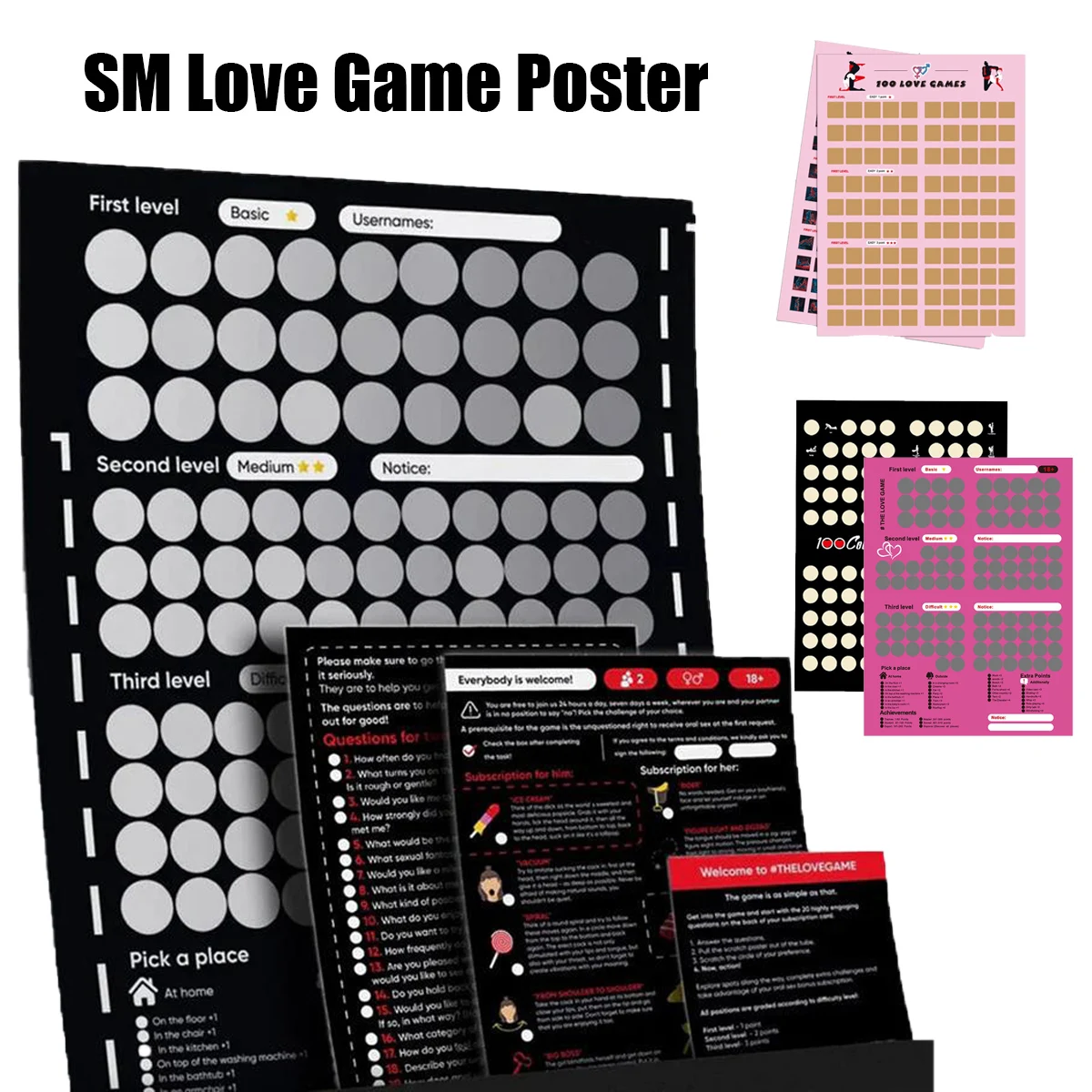 Sex Position Game for Couples Sex Position Scratch Poster Valentine's Day Date Night The Love Game Poster For Adults Sex Toys