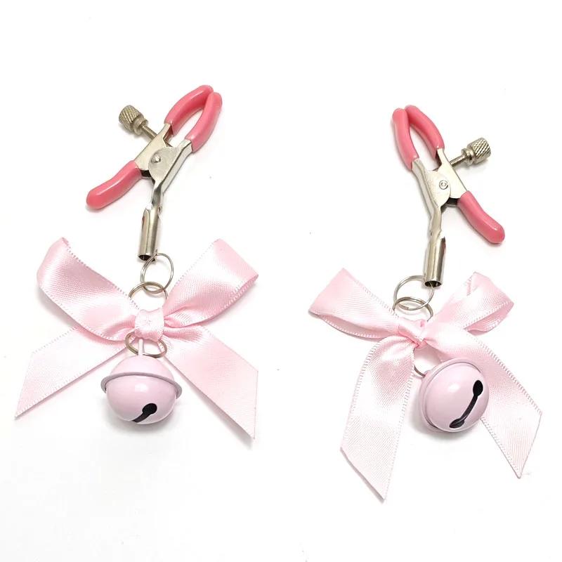 Adjustable Nipple Clip Set for Women Sexy BDSM Small Bell Adult Fetish Flirtation Couple's Toy in Pink Black White Red